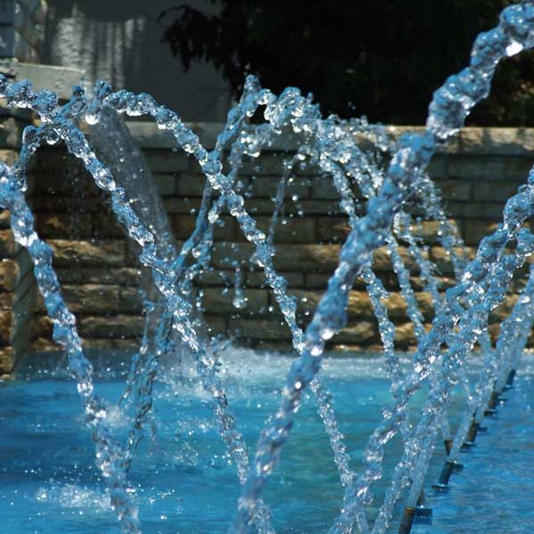 Surtidores en fuente ornamental